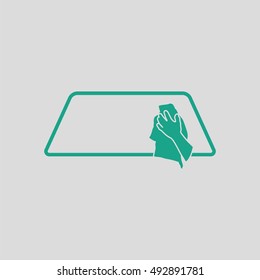 Wipe car window icon. Gray background with green. Vector illustration.