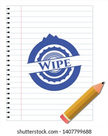 Wipe draw with pen effect. Blue ink. Vector Illustration. Detailed.