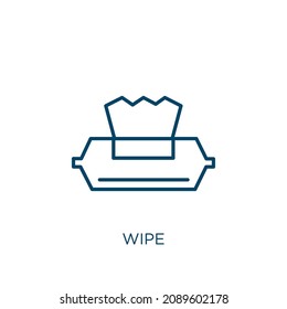 wipe icon. Thin linear wipe outline icon isolated on white background. Line vector wipe sign, symbol for web and mobile