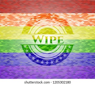 Wipe on mosaic background with the colors of the LGBT flag