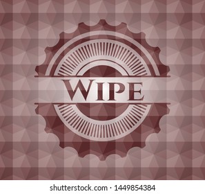 Wipe red emblem or badge with abstract geometric pattern background. Seamless.