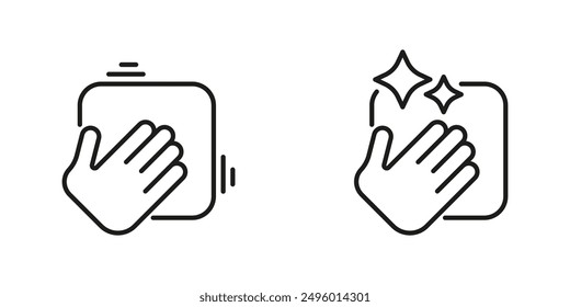 Wipe wash cleaning icon set. Cleanup hygiene vector icons.