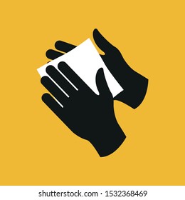 Wipe Your Hands With A Damp Cloth. Icon. Simple Flat Vector Illustration.