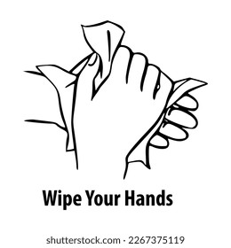 Wipe your hands icon. 2D simple isolated on white background. Template isolated on white background. Can be used as a sign or any purposes. Vector EPS10 