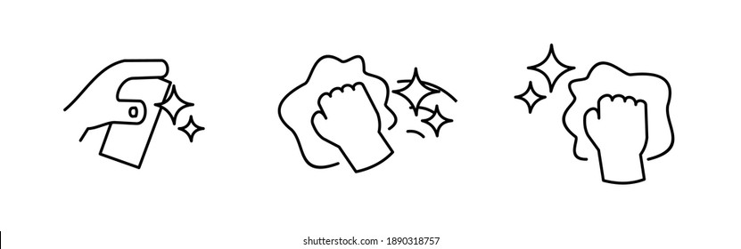 wiped to clean shiny with hand, symbol, vector