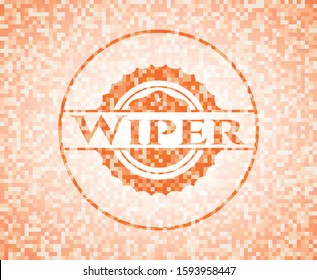 Wiper abstract emblem, orange mosaic background