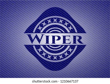 Wiper badge with denim background