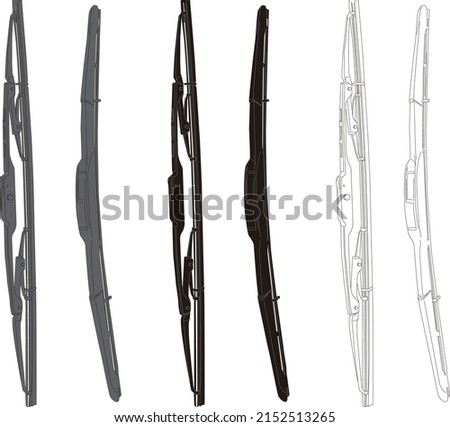 Wiper blade illustration set（black and white）