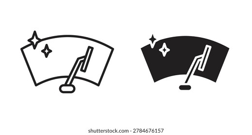 Wiper icon design. Editable outlined stroke and solid symbols