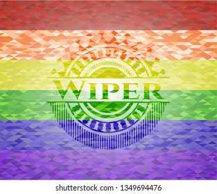Wiper on mosaic background with the colors of the LGBT flag