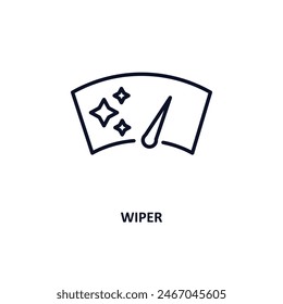 wiper outline icon.  Thin line icon from cleaning collection. Editable vector isolated on white background