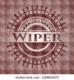 Wiper red emblem or badge with geometric pattern background. Seamless. 