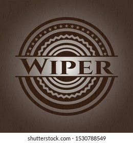 Wiper vintage wooden emblem. Vector Illustration.