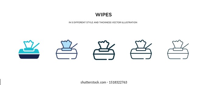 wipes icon in different style and thickness vector illustration. Two colored and black wipes vector icons in filled, outline, line, stroke style can be used for web, mobile, UI