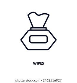 wipes icon. Thin line wipes icon from beauty and elegance collection. Outline vector isolated on white background. Editable wipes symbol can be used web and mobile