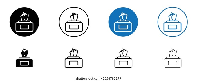 Wipes pack icon set in black and blue colors