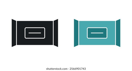 Wipes pack icon set in black and colored
