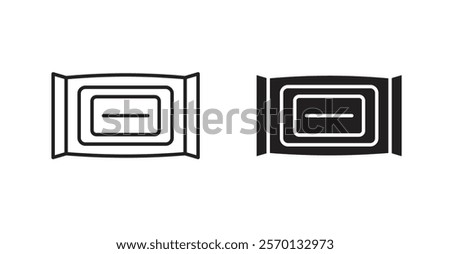 Wipes pack icons in line stroke and flat versions