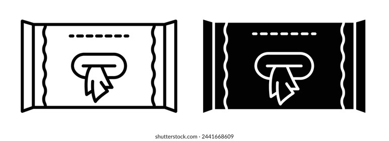 Wipes Pack and Tissue Box Icons. Wet Wipe Packaging and Cleanliness Symbols