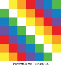 The Wiphala is the flag of the Andean nation. It is a quadrangular Andean symbol, it represents equality and harmony. The flag has the colors of the rainbow. Vector image
