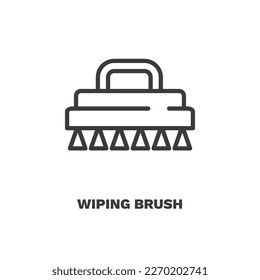 wiping brush icon. Thin line wiping brush, house icon from cleaning collection. Outline vector isolated on white background. Editable wiping brush symbol can be used web and mobile