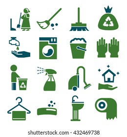wiping, clean icon set