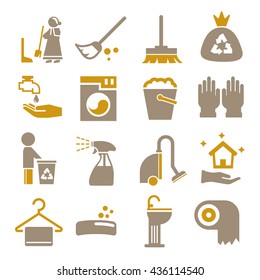 wiping, clean icon set