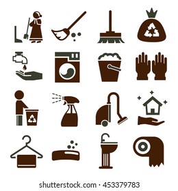 wiping, clean icon set