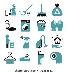 wiping, clean icon set