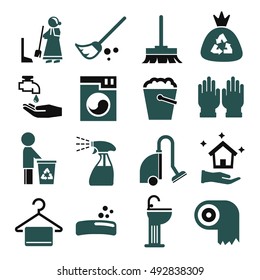 wiping, clean icon set
