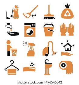 wiping, clean icon set