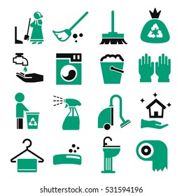 wiping, clean icon set