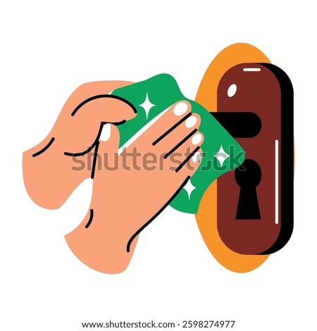 Wiping door handle icon in flat style 

