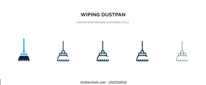 wiping dustpan icon in different style vector illustration. two colored and black wiping dustpan vector icons designed in filled, outline, line and stroke style can be used for web, mobile, ui