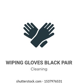 Wiping gloves black pair vector icon on white background. Flat vector wiping gloves black pair icon symbol sign from modern cleaning collection for mobile concept and web apps design.