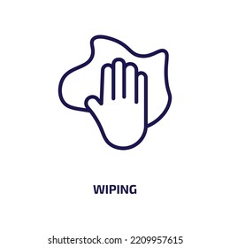 wiping icon from cleaning collection. Thin linear wiping, clean, wipe outline icon isolated on white background. Line vector wiping sign, symbol for web and mobile