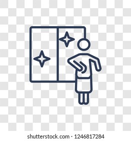 Wiping icon. Trendy linear Wiping logo concept on transparent background from cleaning collection