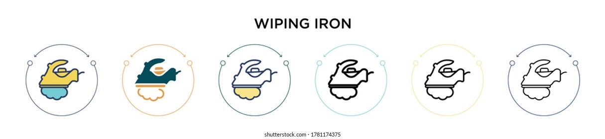 Wiping iron icon in filled, thin line, outline and stroke style. Vector illustration of two colored and black wiping iron vector icons designs can be used for mobile, ui, web