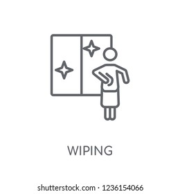 Wiping linear icon. Modern outline Wiping logo concept on white background from cleaning collection. Suitable for use on web apps, mobile apps and print media.