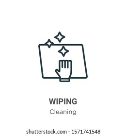 Wiping outline vector icon. Thin line black wiping icon, flat vector simple element illustration from editable cleaning concept isolated on white background