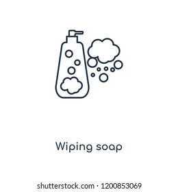 Wiping soap concept line icon. Linear Wiping soap concept outline symbol design. This simple element illustration can be used for web and mobile UI/UX.