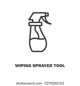 wiping sprayer tool icon. Thin line wiping sprayer tool, hygiene icon from cleaning collection. Outline vector isolated on white background.