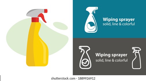 wiping sprayer tool isolated vector flat icon. plant line solid design element