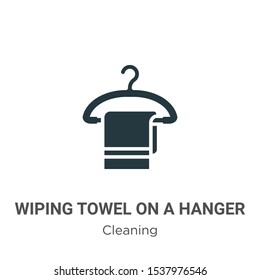 Wiping towel on a hanger vector icon on white background. Flat vector wiping towel on a hanger icon symbol sign from modern cleaning collection for mobile concept and web apps design.