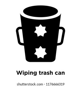 Wiping trash can icon vector isolated on white background, logo concept of Wiping trash can sign on transparent background, filled black symbol