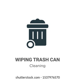 Wiping trash can vector icon on white background. Flat vector wiping trash can icon symbol sign from modern cleaning collection for mobile concept and web apps design.