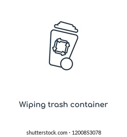 Wiping trash container concept line icon. Linear Wiping trash container concept outline symbol design. This simple element illustration can be used for web and mobile UI/UX.