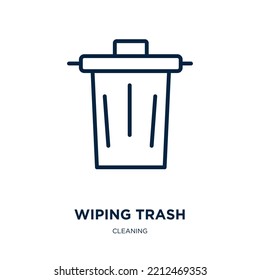 wiping trash icon from cleaning collection. Thin linear wiping trash, hygiene, sponge outline icon isolated on white background. Line vector wiping trash sign, symbol for web and mobile