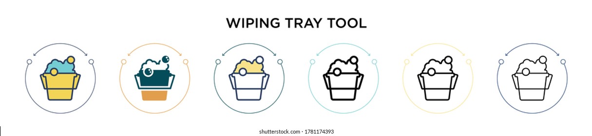 Wiping tray tool icon in filled, thin line, outline and stroke style. Vector illustration of two colored and black wiping tray tool vector icons designs can be used for mobile, ui, web