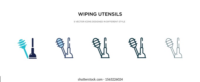 wiping utensils of bathroom icon in different style vector illustration. two colored and black wiping utensils of bathroom vector icons designed in filled, outline, line and stroke style can be used